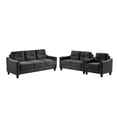 thumbnail image 3 of 6 Seat Couch, Chenille Fabric Living Room Chairs with Supportive Cushions and Tapered Leg, Couches and Sofas for Living Room Bedroom Office Small Space, Black, 3 of 8