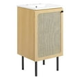 thumbnail image 3 of Modway Chaucer 18" Wood & Rattan Bathroom Vanity in Oak/White, 3 of 16