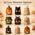 thumbnail image 2 of Cozy Monster Tealight Lantern, Ceramic Halloween Candle Holder | Handmade Ceramic Ghost Candle Holder Casts a Warm Glow for Mantels Shelves Tabletops Parties and Gifts, 2 of 7