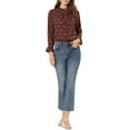 thumbnail image 3 of Allegra K Women's Bow Tie Ruffle Collar Button Down Long Sleeve Floral Blouse, 3 of 7