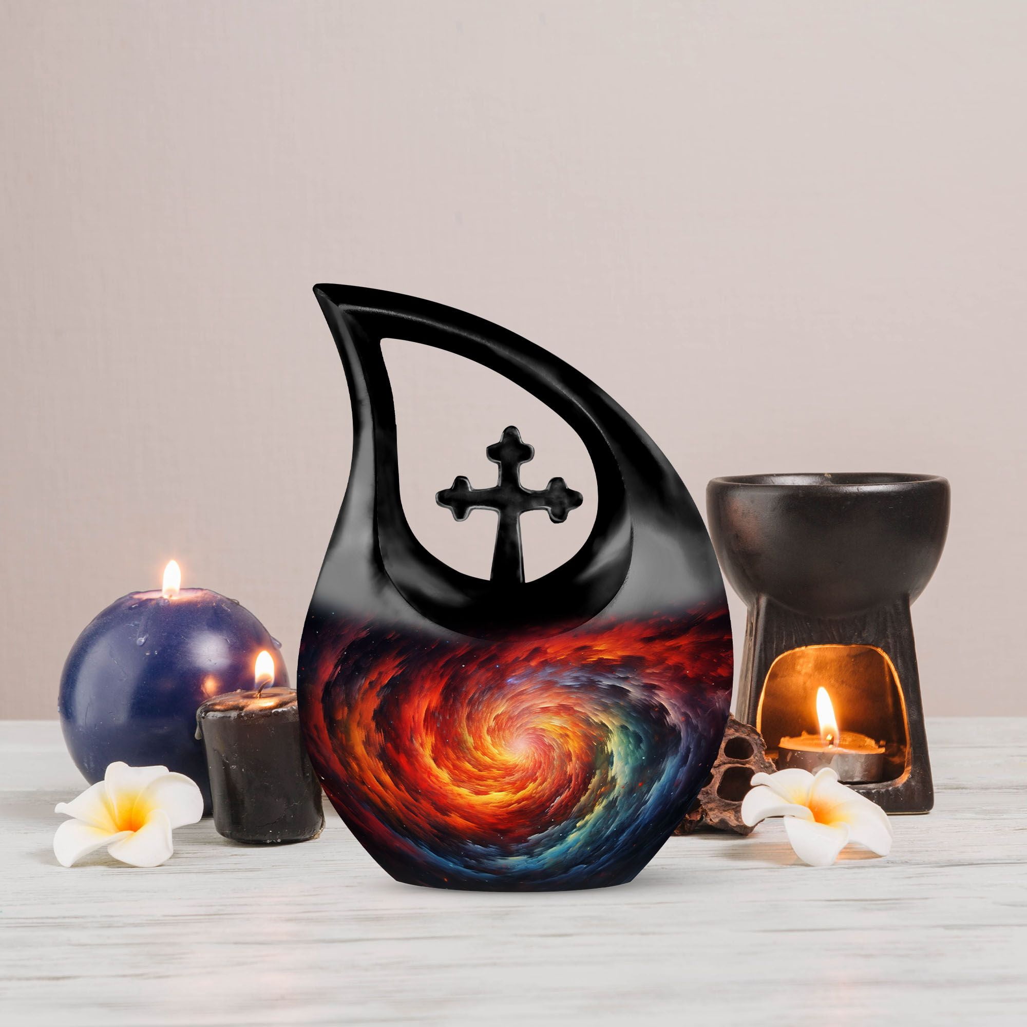 MUKTIVE Galaxy Cremation Urns for Adult Ashes - 10 Tear Drop Galaxy Urn - Large Memorial Urn for Human Ashes - Velvet Bag Included