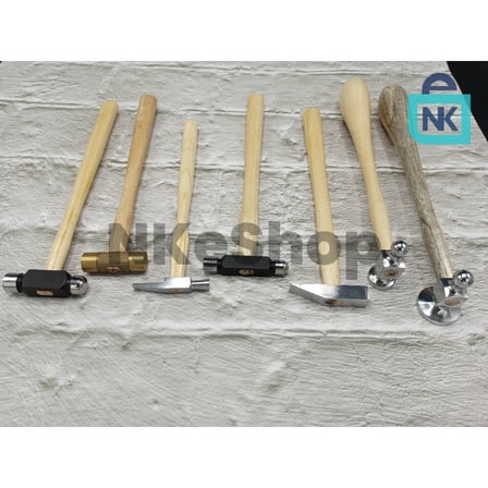 Set of 7 Jewelry Hammers-2 Chasing, 2 Ball Peen, Watch,Rivet-Mini Brass Hammers
