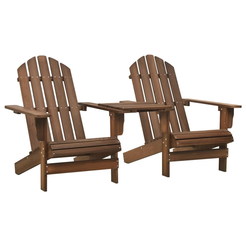 vidaXL Adirondack Chairs Patio Adirondack Chair with Tea Table Solid Wood Fir