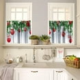 thumbnail image 2 of Christmas Valance and Tier Set, Christmas Ribbon Bells Small Half Window Tier Curtain, Valance Window Treatment Decor for Kitchen/Bedroom 54x18 & 27x36x2, 3 Panel, 2 of 4