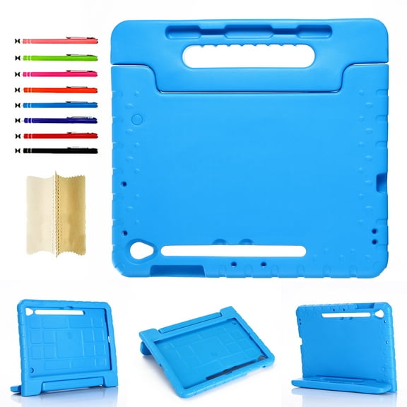 Kids Case for Samsung Galaxy Tab S10 FE Plus 13.1" 2025 with Pencil Holder/Foldable Convertible Handle/Kickstand Slim Lightweight Kid-Proof Soft EVA Foam Shockproof Rugged Stand Cover, Blue