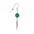 thumbnail image 3 of Beautiful Handmade Hammered Swirl Sterling Silver Beaded Earrings - Teal Glass, 3 of 5