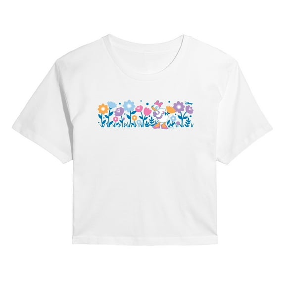 Disney - Daisy Flowers - Juniors Cropped Short Sleeve Graphic T-Shirt