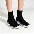 thumbnail image 2 of gzxflxpge Women High‑Top Sock Sneakers, Stretch Knit Slip‑On Walking Shoes, Lightweight Cushioned Casual Fashion Shoes for Daily Sports & Outdoor Activities Black 7（CN-38）, 2 of 5