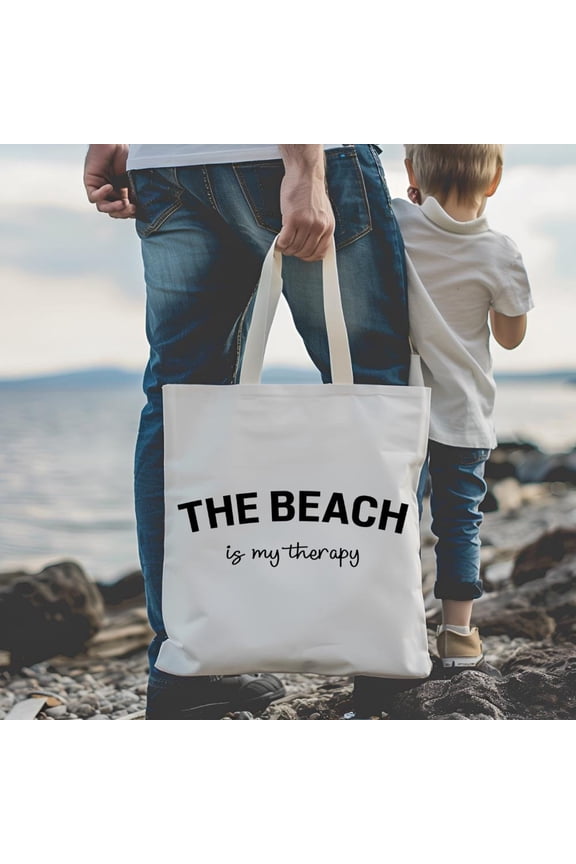 Beach Therapy Cotton Canvas Tote Bag - Eco-Friendly Summer Travel Bag