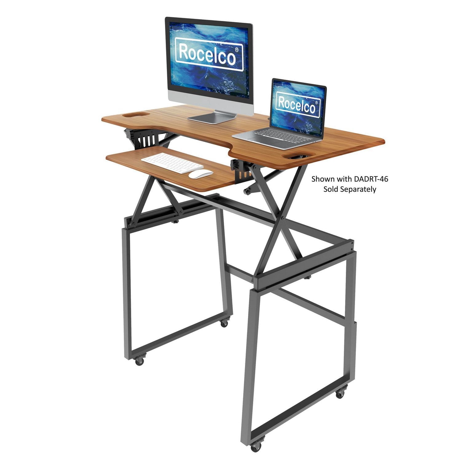 Rocelco Support de plancher de bureau debout mobile - Pieds de poste de travail assis debout pour bureau à domicile roulant pour DADR-40 et DADR-46