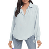 Karen Kane Women's Relaxed Split-Neck Top Green Size Medium