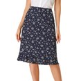 thumbnail image 1 of Falda Allegra K Falmidi Dividicon botones en espaly dobladillo con volantes florales Azul oscuro XS, 1 of 5