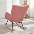 thumbnail image 4 of Nmkwnr Modern Rocking Chair with Metal Frame, Upholstered Fabric Accent Chair for Living Room, Bedroom, Office, Pink, 4 of 9