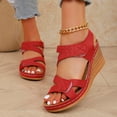 thumbnail image 2 of Women's Comfortable Platform Wedges Sandals Low Wedge Sandals Ankle Strap Heel Sandal Summer Wedding Walking Shoes Red Women Sandal, 2 of 9