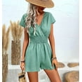 thumbnail image 4 of Women'S Summer Dressy Casual Short Sleeve Cute Rompers Flowy Dress Light Green M, 4 of 6
