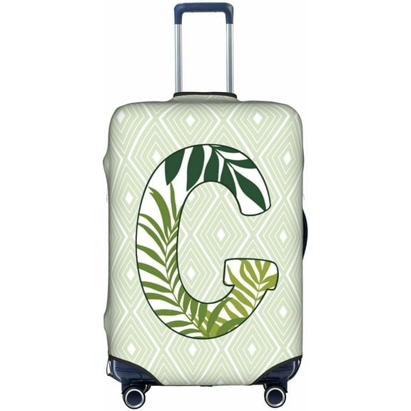 Leaf Initial Name G Green Luggage Cover Elastic Washable Stretch Suitcase Protector Anti-Scratch Travel Suitcase Cover for Kid and Adult L (Fit 25-28 inch suitcase)