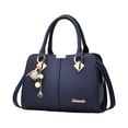 thumbnail image 4 of Bolso de mano para mujer, bolso de hombro, moderno, informal, de gran capacidad, con cremallera, tipo hobo Azul oscuro, 4 of 9