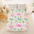 thumbnail image 5 of Erosebridal Rainbow Kawaii Dinosaur Bed Sheets,Cartoon Cactus Cute Dino King Sheets For Teens 4pcs, 5 of 6