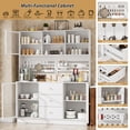 thumbnail image 3 of RichYa Kitchen Storage Pantry 57" Spacious Countertop Hutch with 3 Drawers 3 Cabinets Cup Holder & Power Strip,Buffet Bar Cabinet,White, 3 of 9