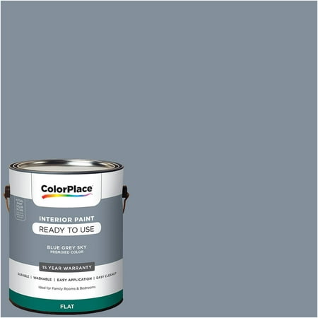 ColorPlace Pre Mixed Ready To Use, Interior Paint, Blue Grey Sky, Flat Finish, 1 (Best Slate Blue Paint Color)
