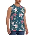 thumbnail image 2 of Uemuo Lilies Flowers Pattern Men's Sleeveless T-Shirt,Muscle Athletic Tank Top, Moisture-wicking Quick-dry Breathable Classic Tee Top for Gym Run Outdoor Sports-Medium, 2 of 8