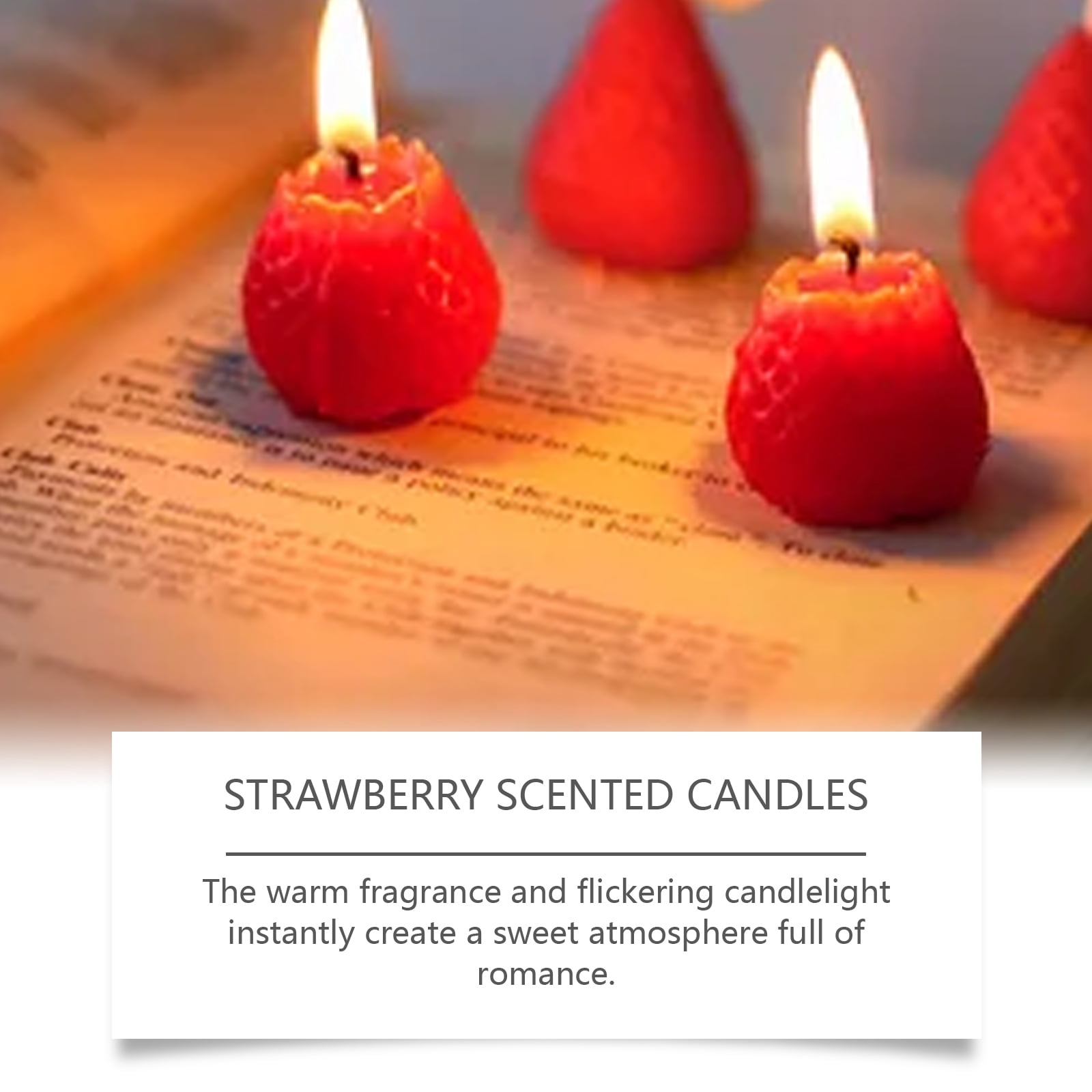 Alvantor Strawberry Candles Soy Wax Cake Shape Romantic Home Decor Gift, 3PCS