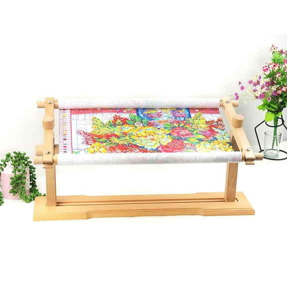 Wooden Embroidery Stand, Adjustable Cross Embroidery Frames and Stands, Desktop Rotating Embroidery Kit Lap Frame, Hands Free Embroidery Hoop,58x12cm