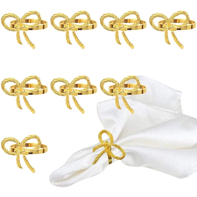 Paquete de 10 servilleteros con lazo, servilletero de aleación con forma de flor hueca, servilletero para mesa de comedor, servilletero para cenas, bodas, banquetes, mesa, reuniones familiares, decoración de mesa (dorado) Sailing Electrónica