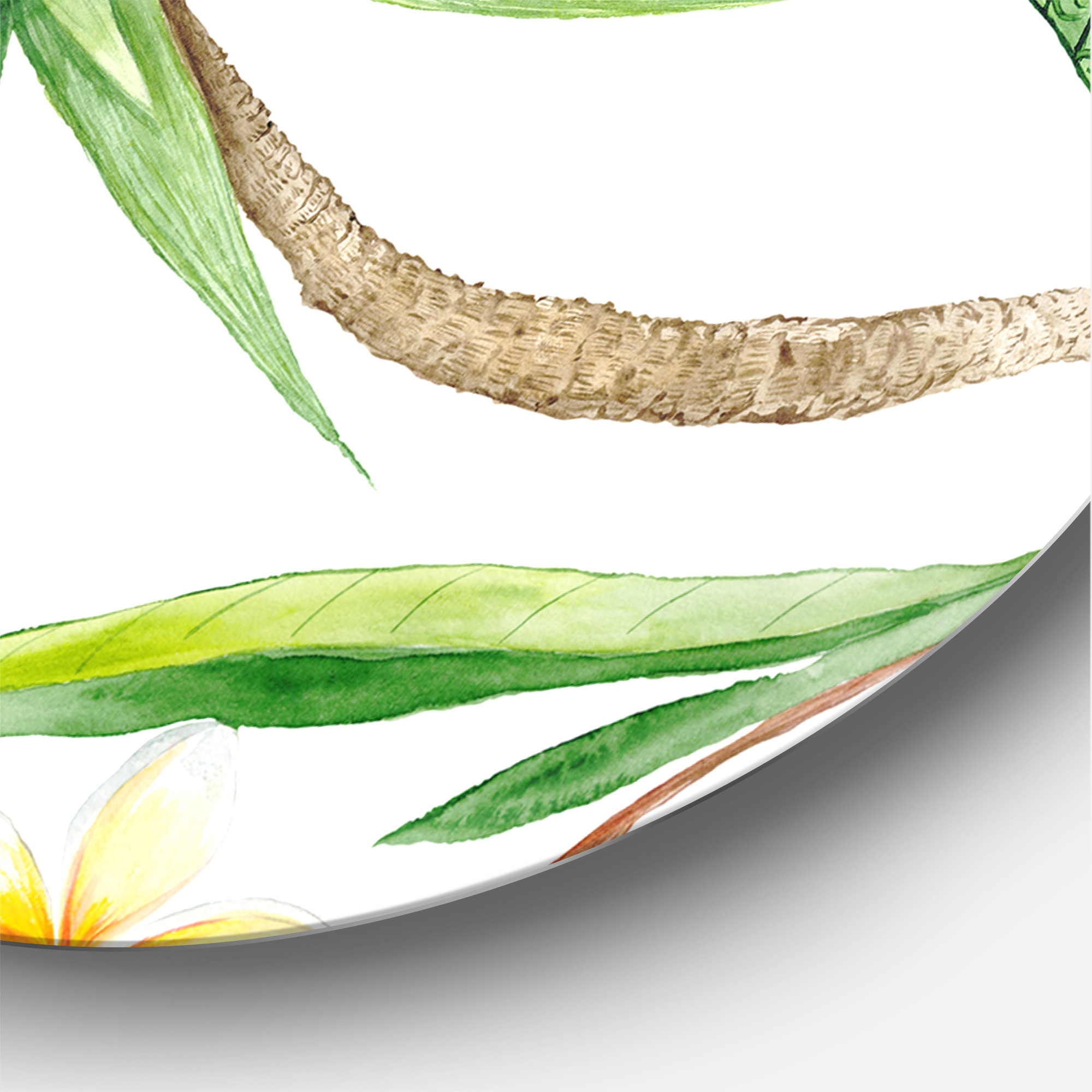 Designart 'Yellow Flowers and Tropical Foliage V' Modern Circle Metal Wall Art 29x29 - Disc of 29