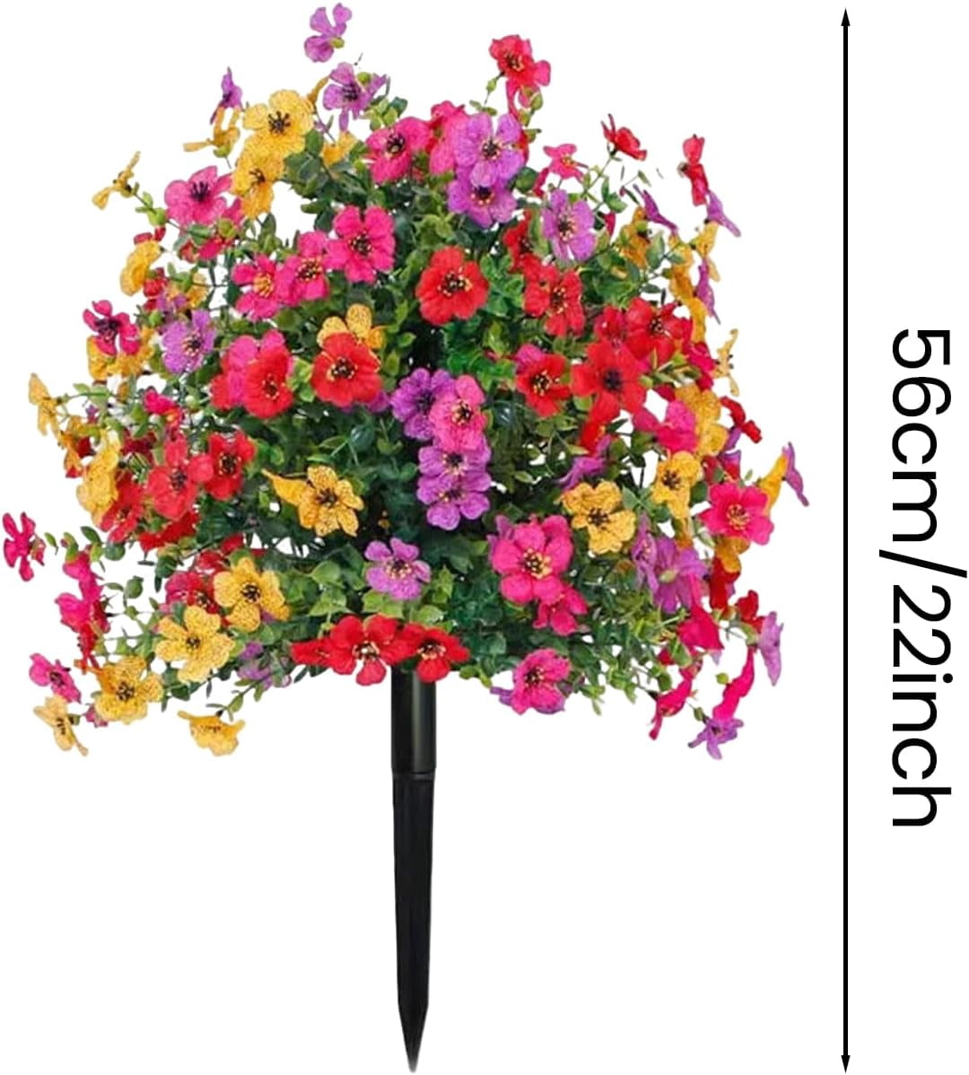 Artificial Flowers with Ground Stake,Artificial Fake Flowers for Outdoor Spring Decoration,22" Realistic UV Resistant Silk Flowers for Outside Patio Window Garden Yard Home (3 Pack)