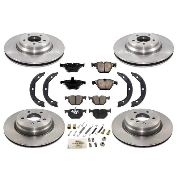 Front Rear Rotors Brake Pads Shoes Spring Kit for BMW X1 3.0L X-drive 13-15