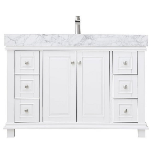 Jardin 48" Carrara White Marble Countertop Single Vanity w/o Mirror White