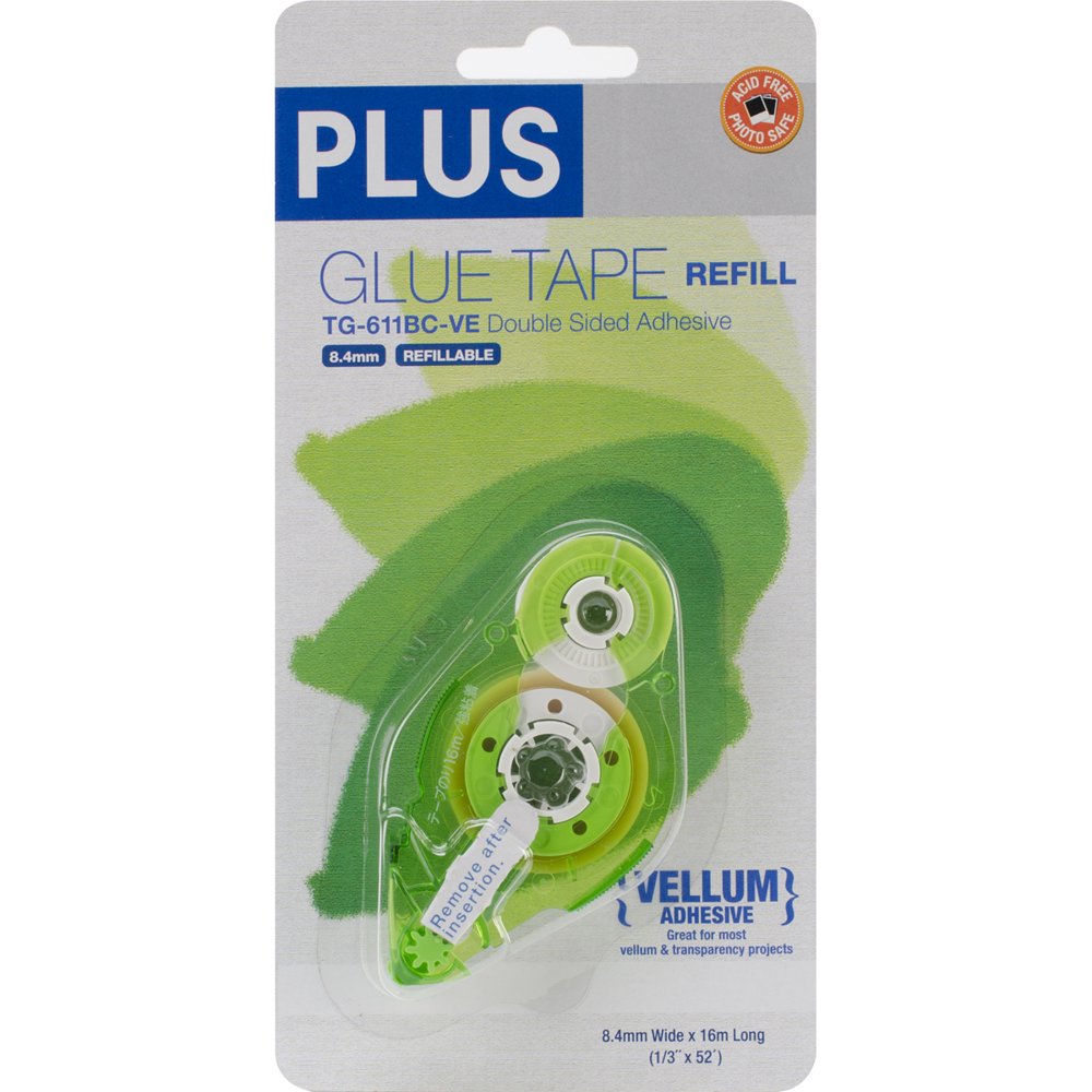 Plus Permanent Vellum Glue Tape Refill.33''X52.5', For Use In 610BCVE
