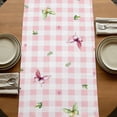 thumbnail image 5 of Table Runners 108 Inches Long Dress Scarves, Spring Pig Farmhouse Coffee/Dining/Kitchen Table Runner for Living Room, Butterfly Botanical Floral Pink Plaid 13x108 Inch, 5 of 9