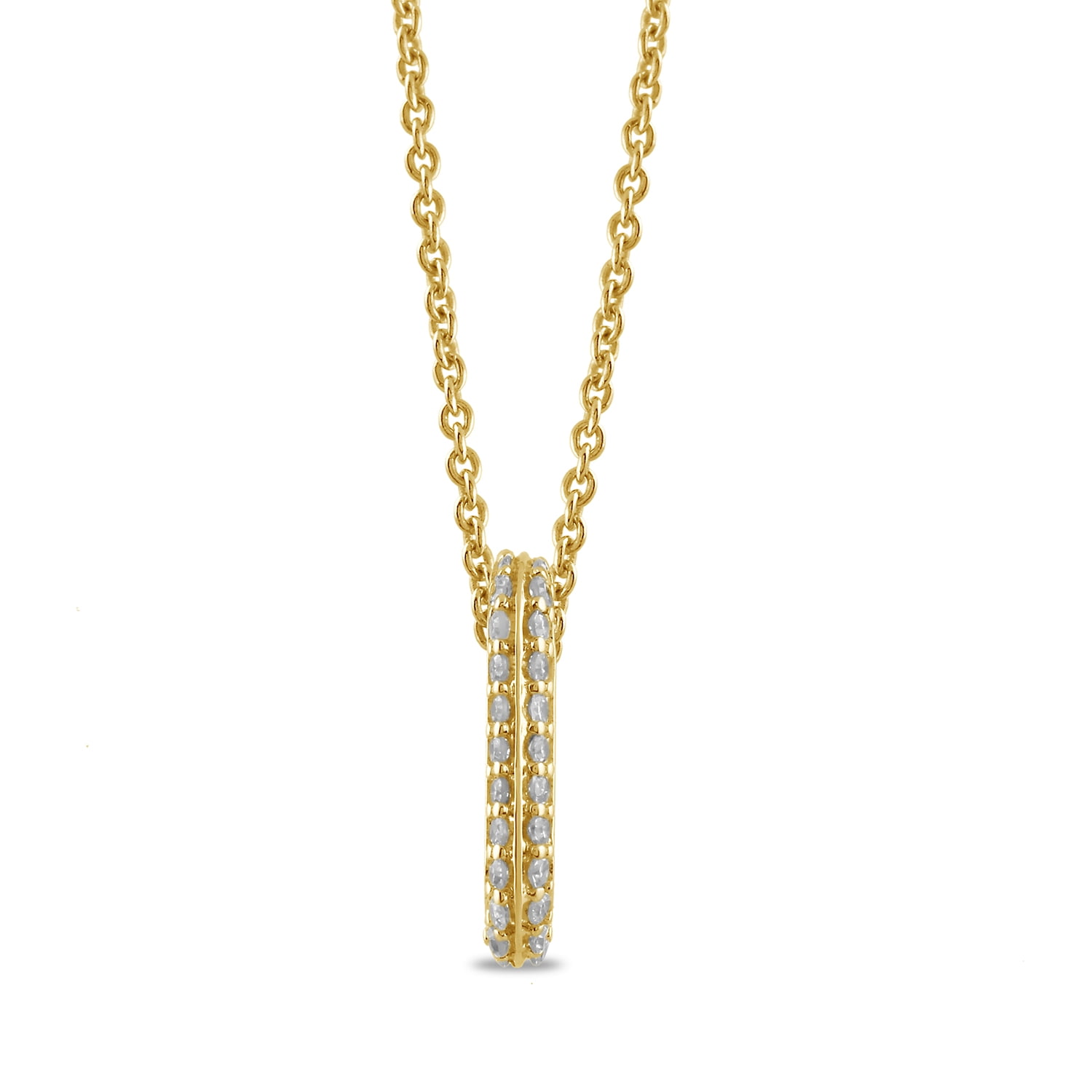 Brilliance Fine Jewelry Lab-Grown Diamond Oval Pendant Necklace in Yellow Gold-Plated Silver