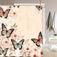thumbnail image 3 of Butterfly Shower Curtain, 1 Itembutterfly Shower Curtains for Bathroom, Pink Butterfly Floral Shower Curtain, Waterproof Polyester Insulated Home Decor, 3 of 5