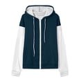 thumbnail image 6 of Jsaierl Women's Trendy Color Block Zip Up Hoodies Sweatshirts with Drawstring and Kangaroo Pocket Oversized Sporty Tops S-2XL, 6 of 6