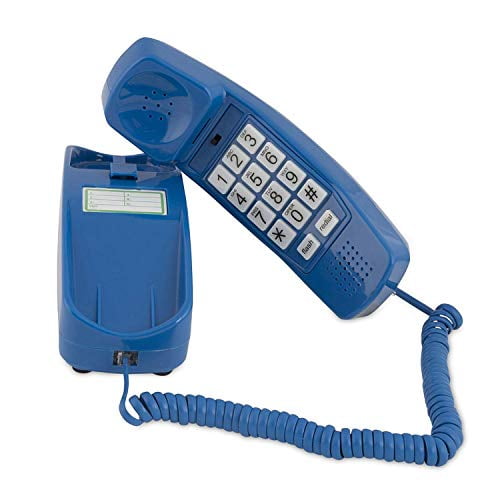 Corded Phone - Phones for Seniors - Phone for Hearing impaired - Classic Blue - Retro Novelty Telephone - an Improved Version of The Princess Phones in 1965 - Style Big Button