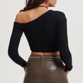 thumbnail image 4 of Ahabrexf 1 Shoulder Top, Winter Solid Color Knitted Pullover Sweater with Short Twisted Style, 4 of 8