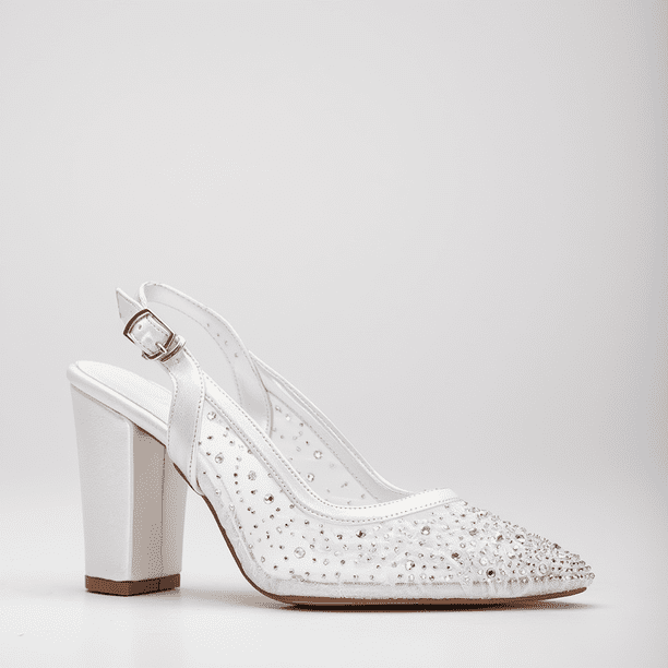Monique - Zapatos de tira trasera con encaje color marfil crema 7.5
