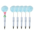 thumbnail image 1 of Bolígrafos de bola de pompom Uxcell, bolígrafos esponjosos de plástico con cuentas lindas para regalos de bricolaje, escritura y suministros de oficina - 6 Pcs (Azul Claro), 1 of 7