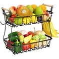 thumbnail image 1 of U Chef Frutero Para Cocina de 2 Niveles y 2 Ganchos para Plátanos, Cesta de Almacenamiento De Frutas y Verdura, Frutero de Cocina Moderno, Organizador de Frutas y Verduras de Hierro, 1 of 6