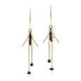 thumbnail image 5 of Striking Hanging Blue Lapis-Lazuli and Brass Chain Dangle Earrings, 5 of 5