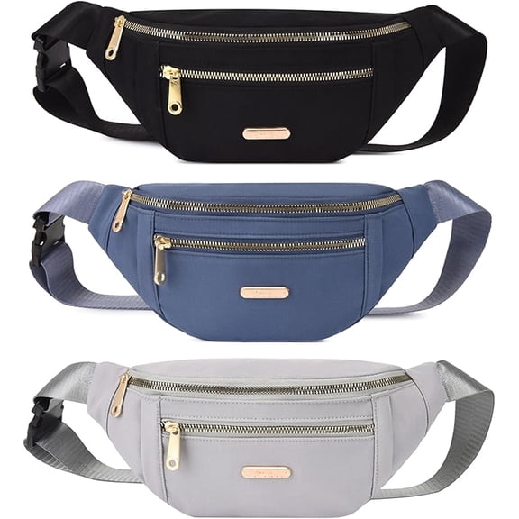 Pack of 3 Women's Waterproof Waist Bag Outdoor Sports Waterproof Waist Bag Adjustable Strap Waist Bag