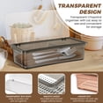 thumbnail image 3 of 3 Pieces Flatware Tray with Lid and Drainer, Clear Silverware Organizer, Stackable Tableware Utensil Drawer Organizer to Keep Your Cutlery Organized and Protected (Gray, Brown, White), 3 of 7