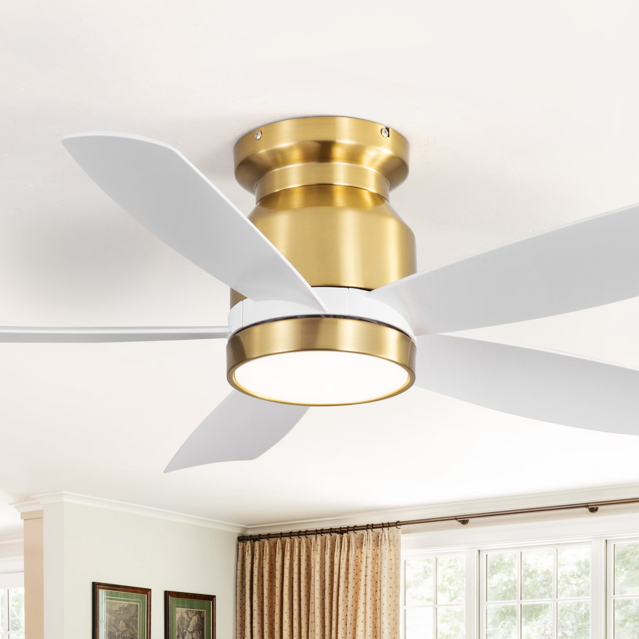 Sofucor 42 Inch Gold Ceiling Fan with Lights and Remote