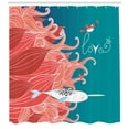 thumbnail image 1 of Ambesonne Narwhal Shower Curtain, Arctic Whale and Bird, 69"Wx75"L, Teal Coral White, 1 of 3