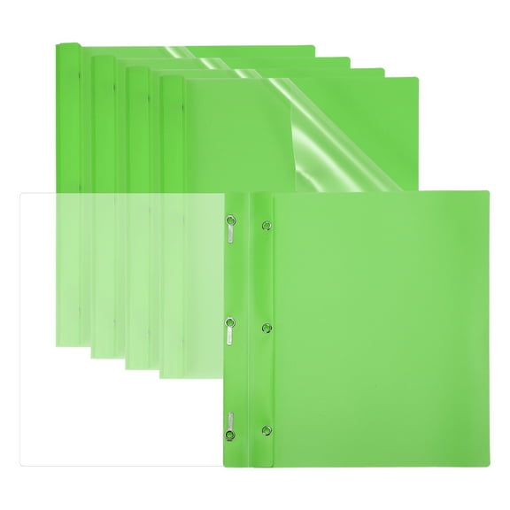 Plastic Report Covers with Prong, 5 Pcs 80 Sheet Capacity Clear Front Presentation Binders, Grass Green