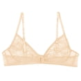 thumbnail image 4 of Sinleey Women Sheer Lace Floral Portrait Open Tip Bra Unlined Push-up Bralette Underwear Nightwear Nude 5XL, 4 of 7
