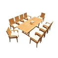 thumbnail image 4 of Grade-A Teak Dining Set: 10 Seater 11 Pc: 94" Mas Rectangle Trestle Leg Table And 10 Goa Stackng Arm Chairs Outdoor Patio WholesaleTeak #51GO1111, 4 of 6